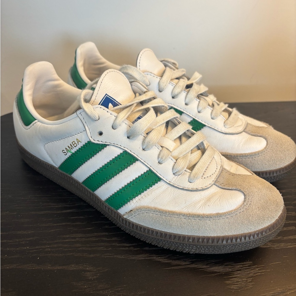 Adidas Samba White and Green Trainers